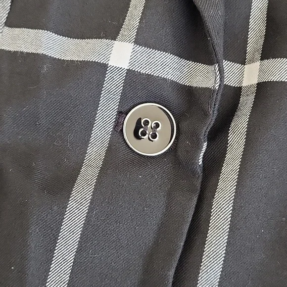 EUC 7th Avenue women's plaid 1 button blazer jacket, 2P, black white - Picture 6 of 10